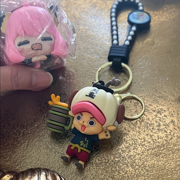 #1182+One Piece Cute Character Tony Tony Chopper Keychain Set - Pink and Brown - Picture 3 of 5